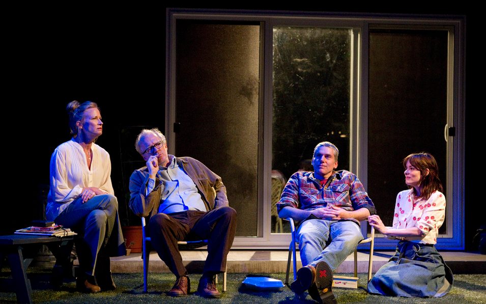 Johanna Day, Tracy Letts, Glenn Fitzgerald, and Parker Posey in THE REALISTIC JONESES. Photo © Joan Marcus, 2012.