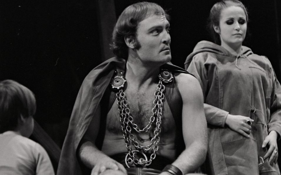 Stacy Keach in CORIOLANUS. Photo courtesy of Yale Repertory Theatre, 1968.