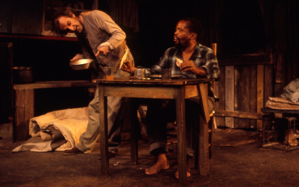Athol Fugard and Zakes Mokae in THE BLOOD KNOT. Photo © William B. Carter, 1985.