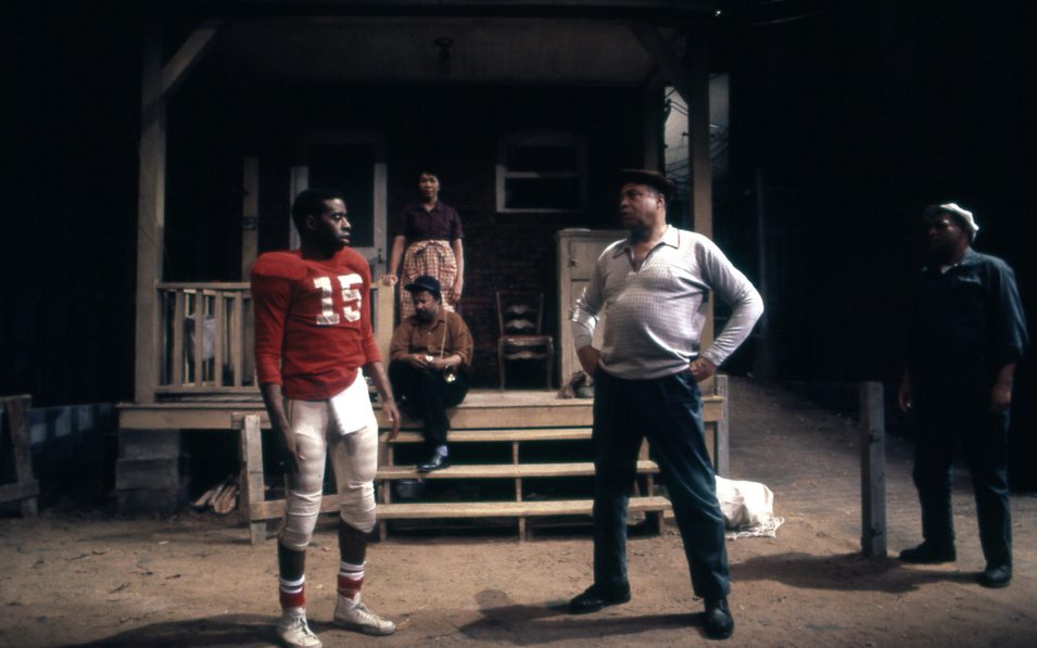 Courtney B. Vance, Mary Alice, Russell Costen, James Earl Jones, and Ray Aranha in FENCES. Photo © William B. Carter, 1985.