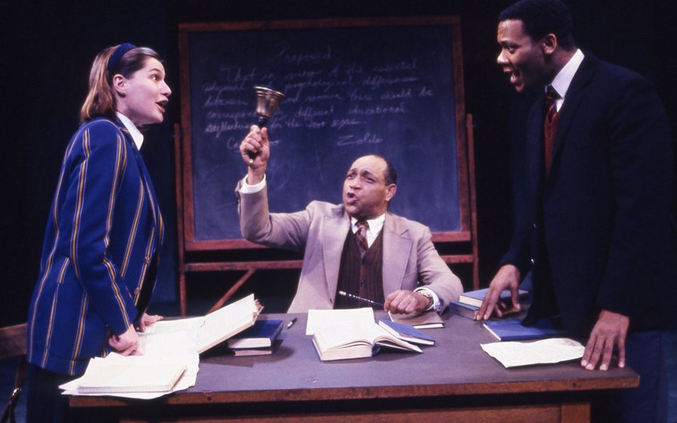 Kate Forbes, Ray Aranha, and Eric LaRay Harvey in MY CHILDREN! MY AFRICA!. Photo © Gerry Goodstein, 1991.